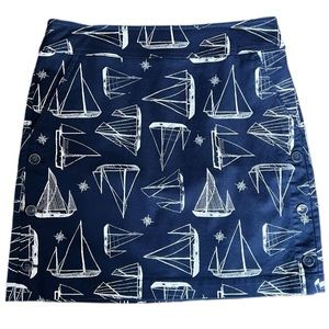 Talbots A-line Canvas Skirt Nautical Themed Navy and White Size 8
